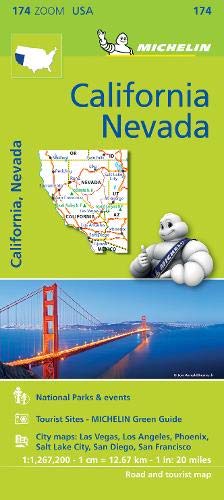 Michelin road map cover for California and Nevada featuring the Golden Gate Bridge.
