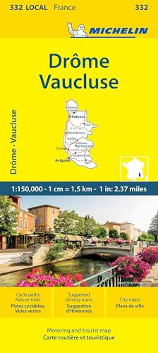 Michelin map cover for Drôme and Vaucluse, France, featuring a town canal scene.