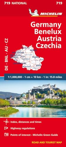 Red Michelin map cover displaying Germany, Benelux, Austria, and Czech Republic.