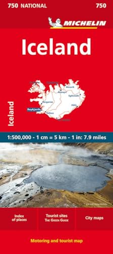 Michelin National Map 750 of Iceland with a geothermal landscape photo on the cover.