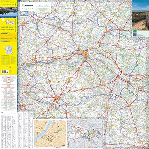 Detailed road map of Indre-et-Loire and Maine-et-Loire, France, by Michelin.
