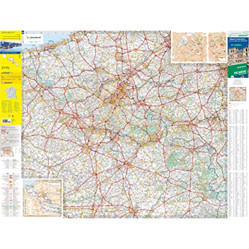 Folded road map of Nord region, France, with detailed route networks.