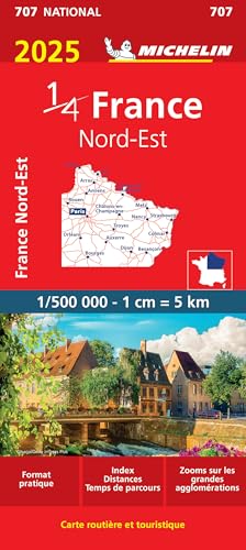 Red Michelin map cover of Northeastern France, 2025 edition, with town image.