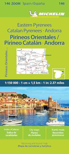 Michelin map cover for Eastern Pyrenees and Andorra with a coastal town photo.