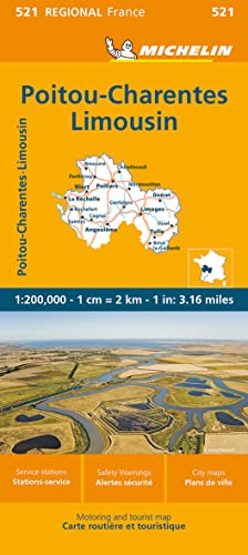 Michelin regional map of Poitou-Charentes/Limousin, France, with landscape photo.