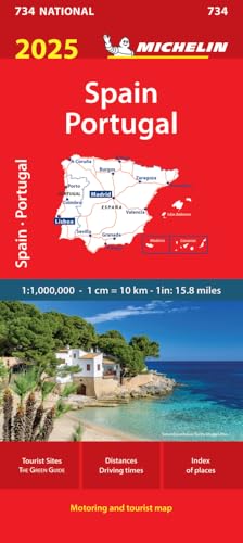 Red Michelin map cover of Spain and Portugal, 2025 edition.