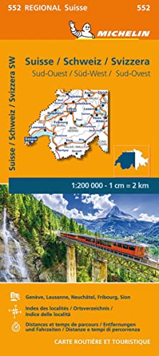 Michelin regional map of southwestern Switzerland, showing roads and mountains.