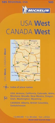 Orange Michelin road map of Western USA and Canada, with inset map detail.