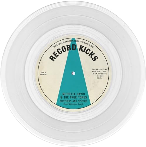 Clear vinyl record with a Record Kicks label featuring a teal triangle design.