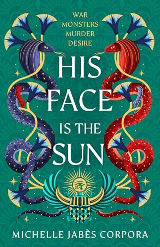 Book cover with entwined red and blue serpent-necked creatures.