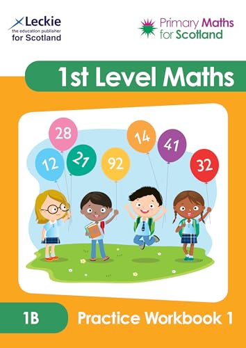 “1B Practice Workbook 1” cover with children holding balloons and numbers.