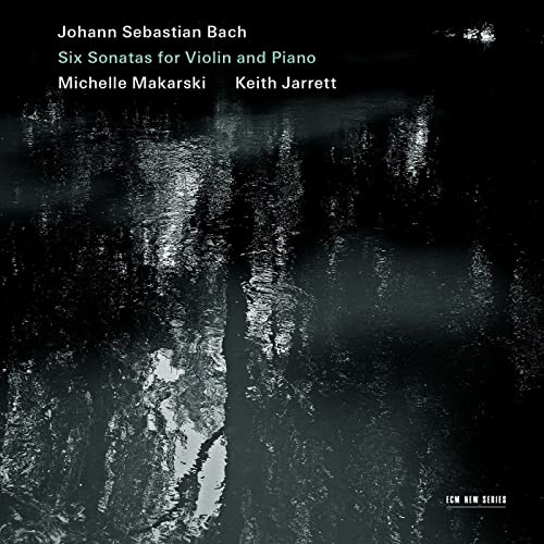 CD cover for Bach’s Six Sonatas, featuring dark, textured abstract art.
