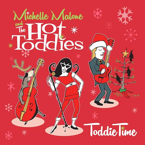 CD cover: illustrated musicians with a reindeer and Christmas tree.