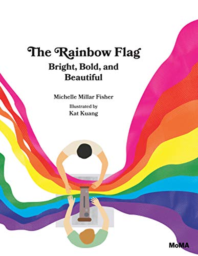 Book cover depicting people sewing a rainbow flag with vibrant colors.