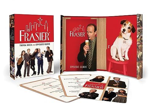 Red "Frasier" trivia deck with character images, cards, and Eddie the dog.