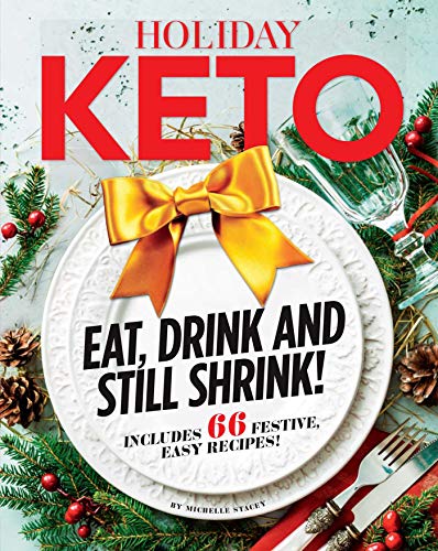 Book cover with red text, a gold bow, and holiday decorations.