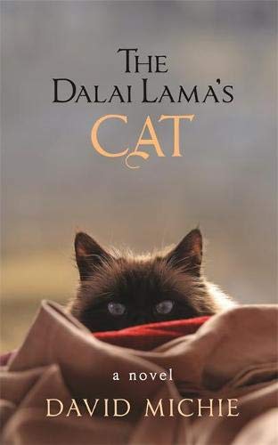 Book cover: a fluffy Himalayan cat peeks over red fabric.