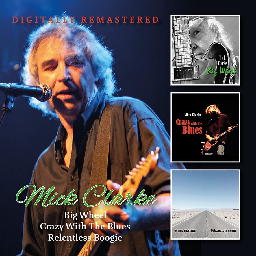 CD cover featuring blues guitarist Mick Clarke performing live.
