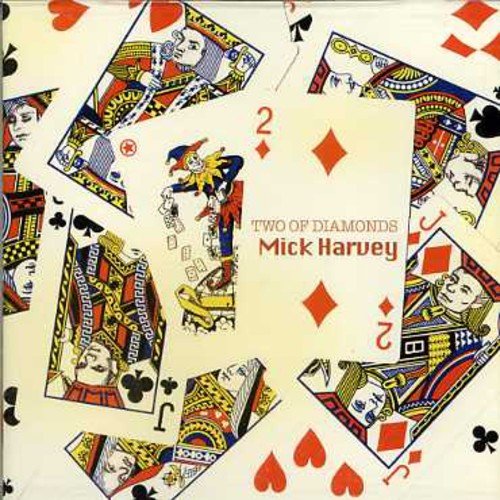 CD cover with scattered playing cards and text “Two of Diamonds, Mick Harvey”.