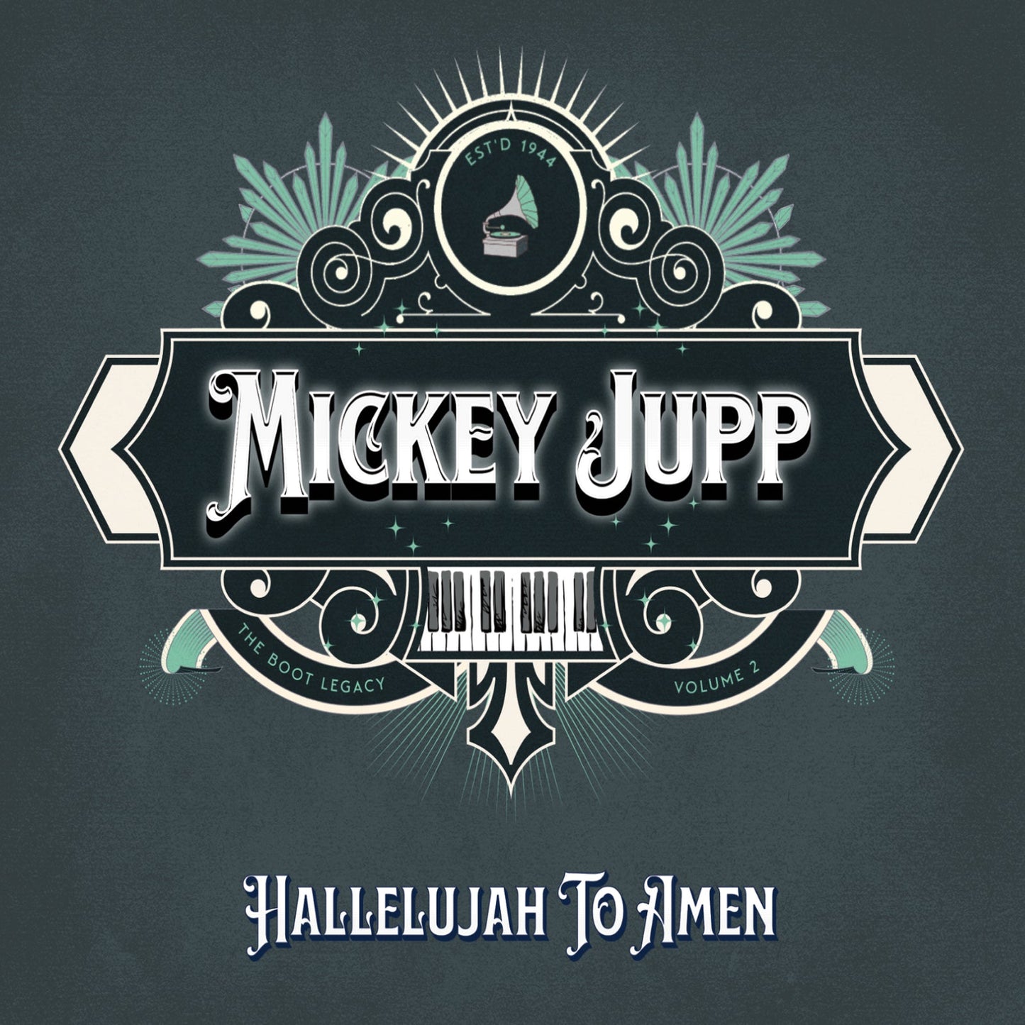 CD cover for Mickey Jupp’s “Hallelujah To Amen” with ornate design.