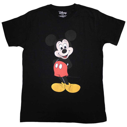 Large black t-shirt featuring a graphic of Mickey Mouse in a dynamic pose.