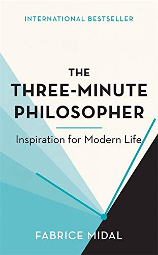 Book cover: "The Three-Minute Philosopher" by Fabrice Midal, with abstract design.