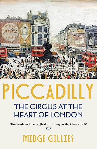 Book cover depicting a busy Piccadilly Circus scene with red buses.