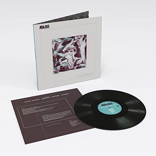 Midlake vinyl record, album cover with abstract figure, and lyric sheet.