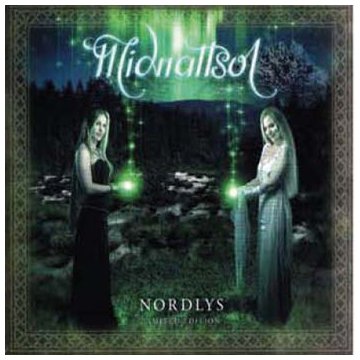 "Album cover featuring two women in a green-lit forest scene with Celtic border."