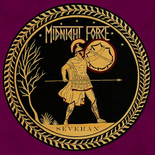 Golden illustration of a Roman soldier with shield and spear.