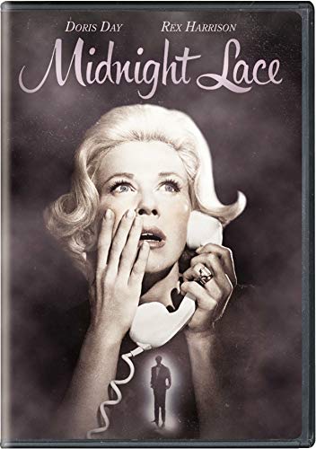DVD cover for "Midnight Lace" featuring Doris Day with a frightened expression.