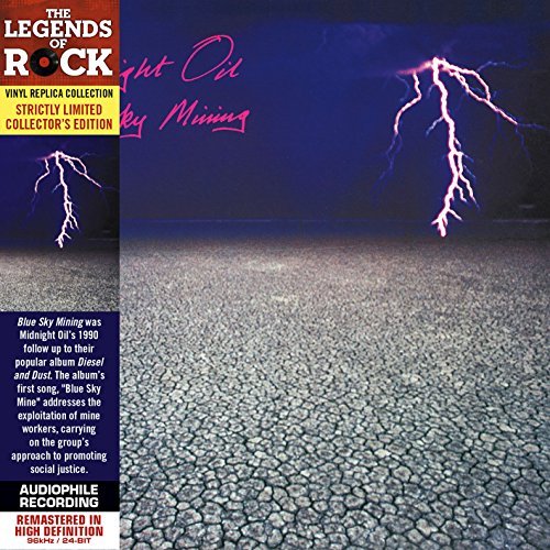 CD cover for Midnight Oil’s “Blue Sky Mining” with lightning and cracked earth.
