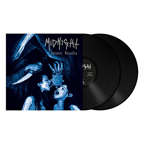 Vinyl record of "Midnight - Satanic Royalty" with dark, gothic cover art.