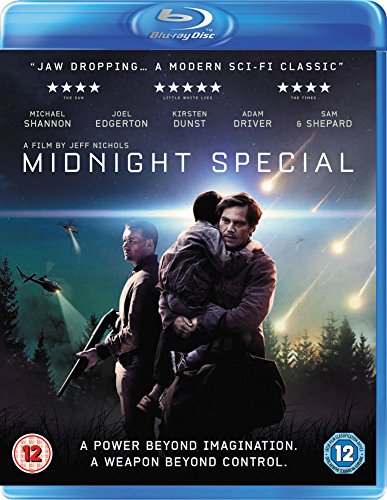Blu-ray cover art for Midnight Special showing a man carrying a child outdoors.