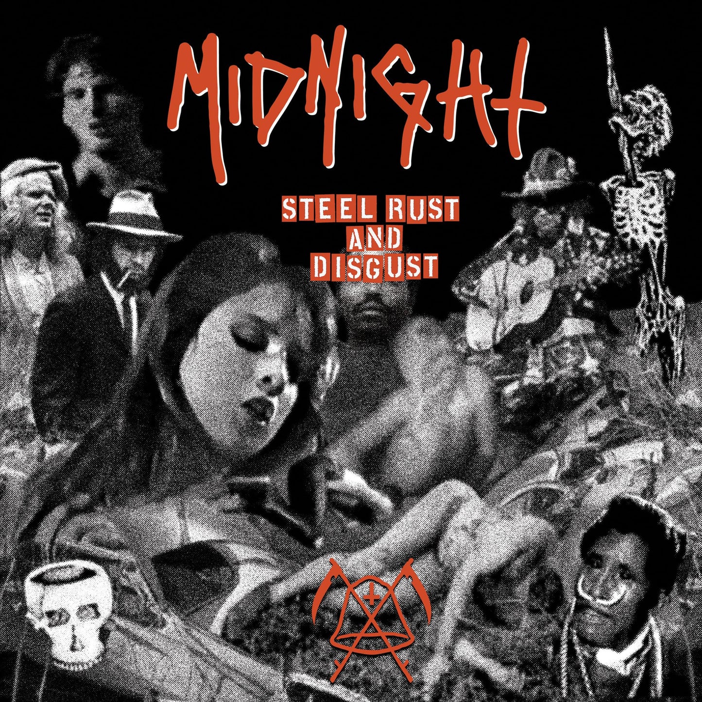 Black and white CD cover with distressed imagery and band name "Midnight".