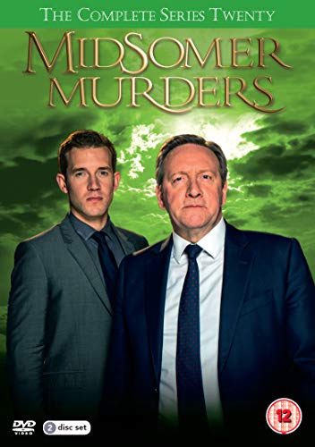 "Midsomer Murders Series 20 DVD cover featuring two men in suits against a green sky."