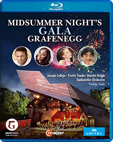 Blu-ray cover for "Midsummer Night's Gala" featuring performers and an outdoor stage.