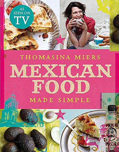 Cookbook cover featuring Mexican food, a woman, and colorful illustrations.