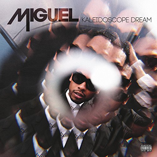 Miguel in sunglasses, repeated and blurred, with album title text.
