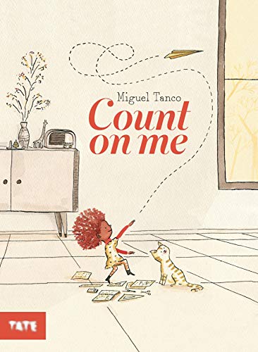 Book cover: child, cat, and paper airplanes in watercolor illustration.