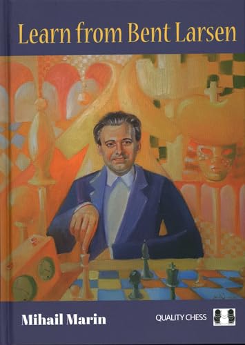Book cover featuring portrait of chess player Bent Larsen with abstract art.
