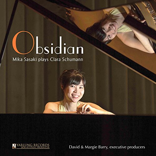 "CD cover featuring a woman playing piano with title 'Obsidian' and artist Mika Sasaki."