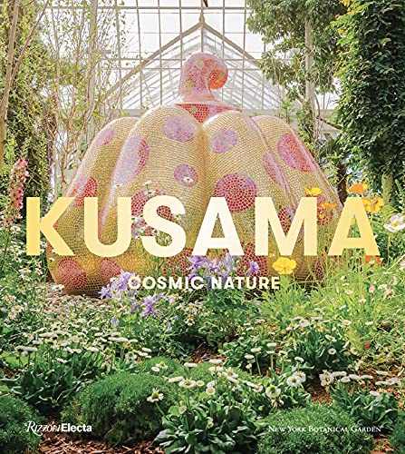 Book cover featuring a large, colorful polka-dotted pumpkin sculpture in a garden.