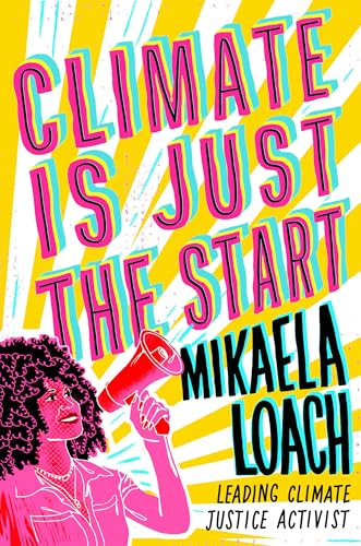 Book cover with bold text, a woman with a megaphone, and yellow background.