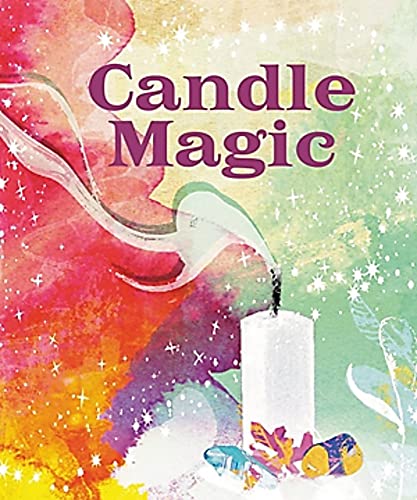 Book cover with colorful watercolor background, a candle, and text “Candle Magic”.