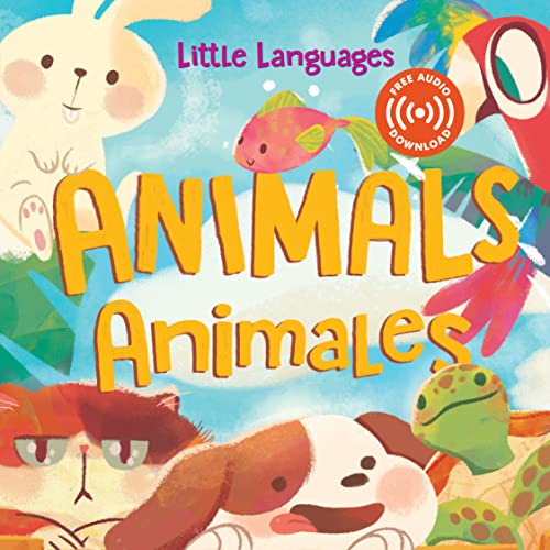 Book cover with colorful illustrations of animals and bilingual title.