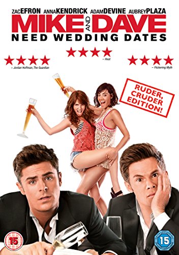 DVD cover for "Mike And Dave Need Wedding Dates" featuring four actors.