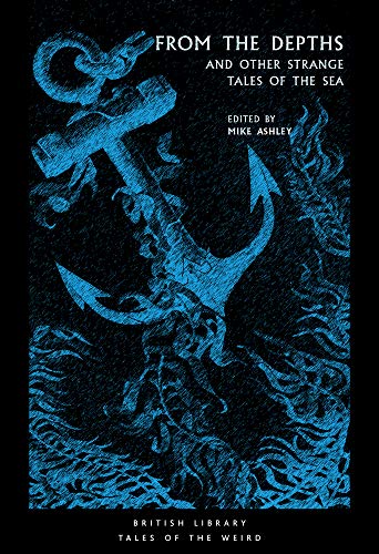Book cover with a blue sketch of an anchor on a black background.