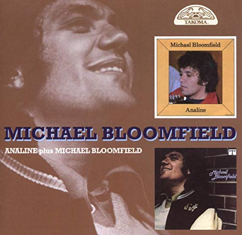 "CD cover featuring Michael Bloomfield with two inset album covers on brown background."