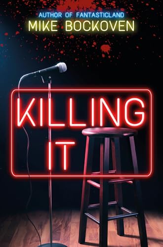 Book cover with neon “KILLING IT” sign, microphone, and stool.